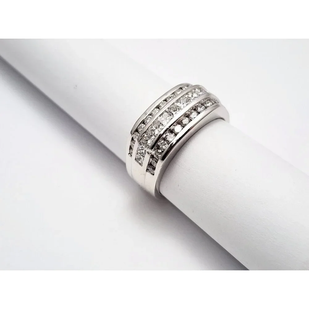 Unique 14K Karat Solid White Gold Designer Diamond Men's Ring Size 11.5 - 2.60ct